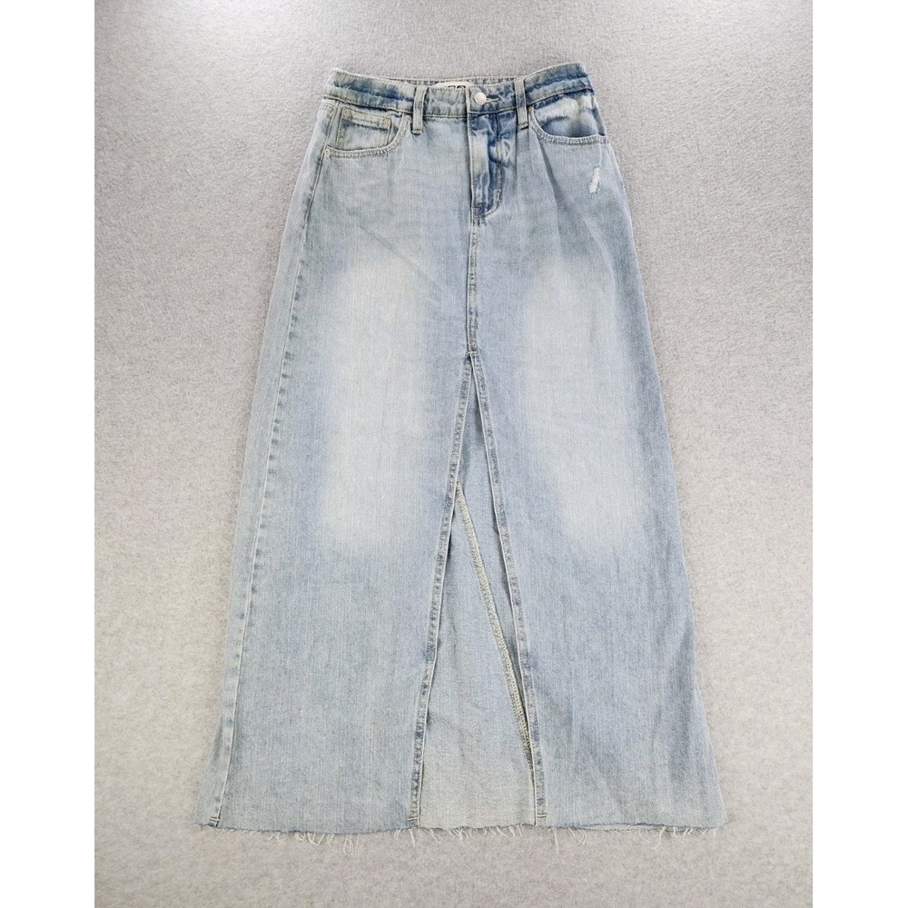 RSQ Maxi Skirt Womens 26 Denim Middle Slit Cargo Y2K Long Distressed  Small Tall